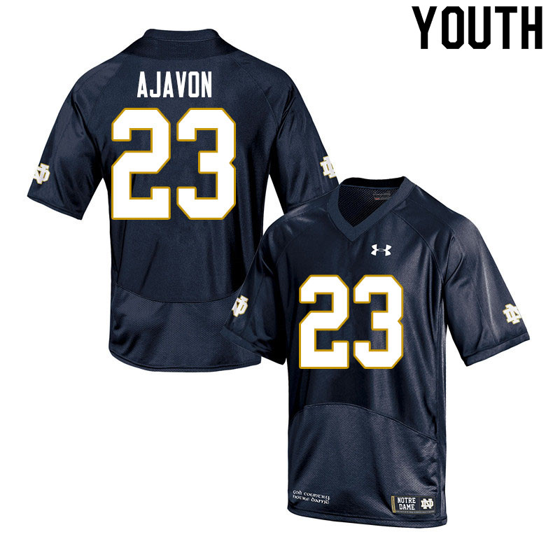 Youth NCAA Notre Dame Fighting Irish #23 Litchfield Ajavon Stitched College Under Armour Authentic Navy Football Jersey MU10W35HW